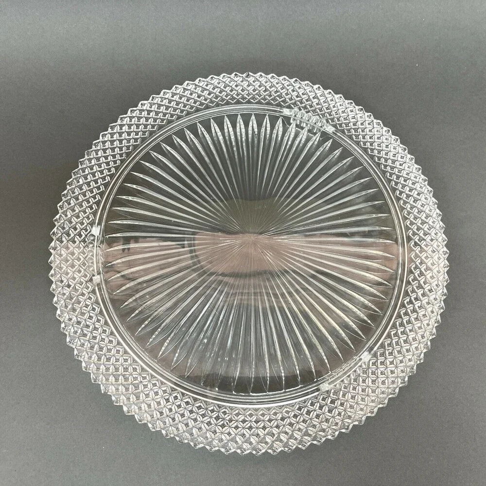 Vintage Clear Glass‎ Cake Plate Platter 12